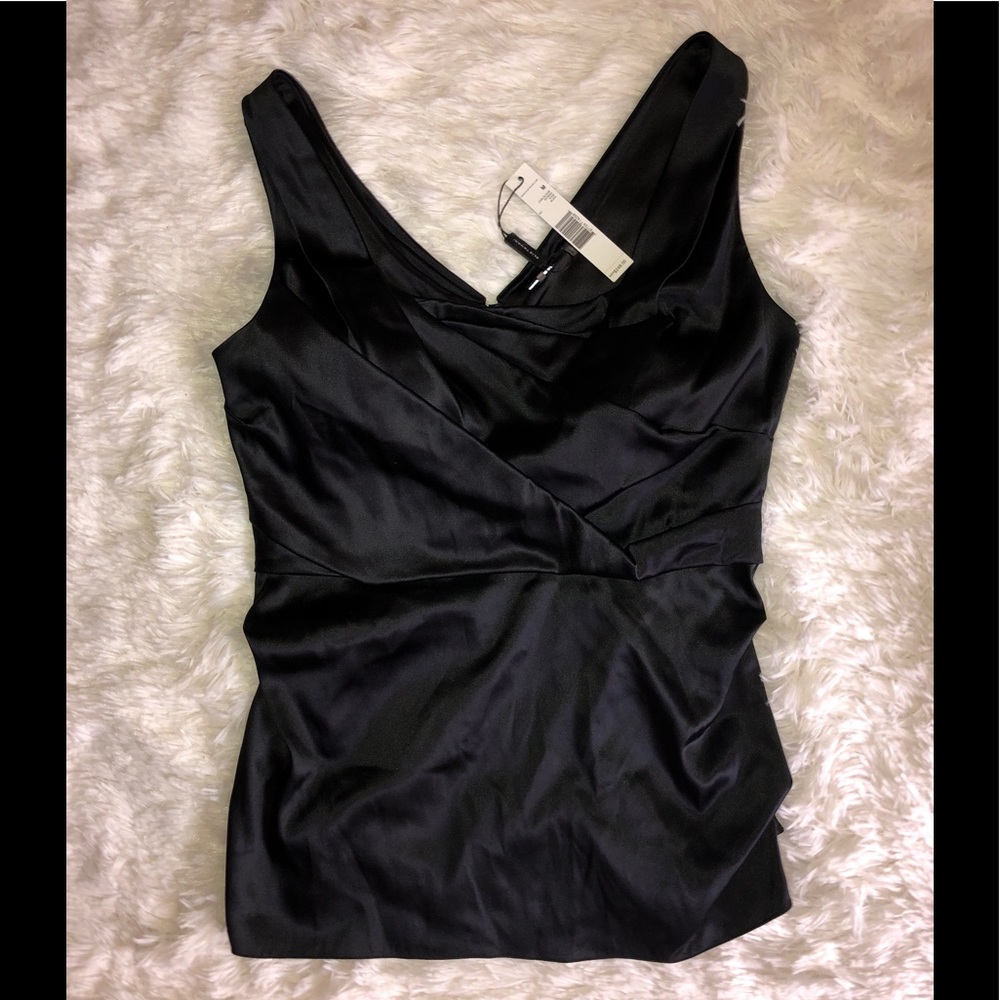 Black Silk satin Blouse NWT